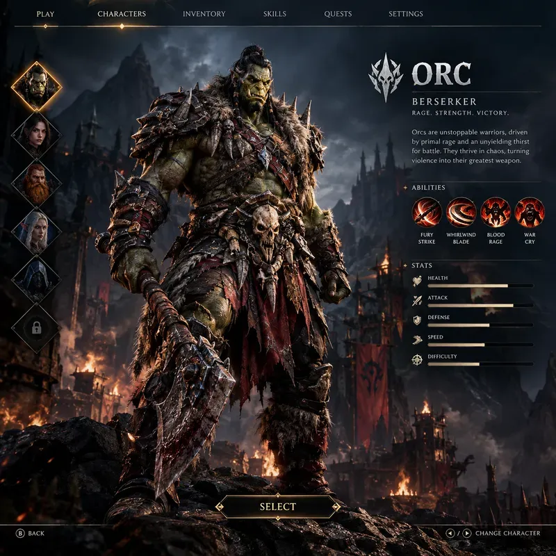 Video Game Character Selection Screens