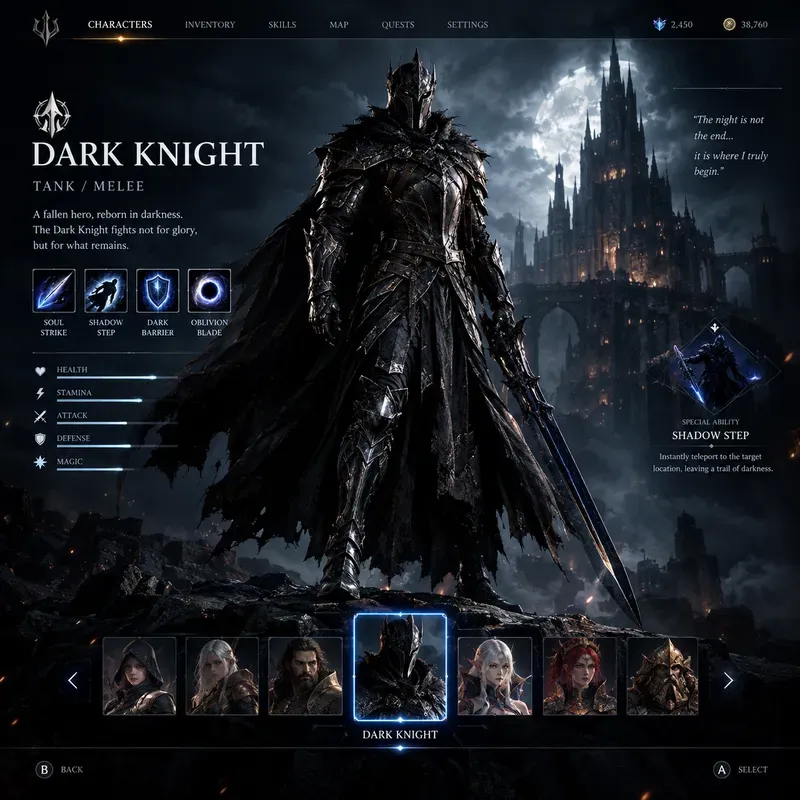 Video Game Character Selection Screens