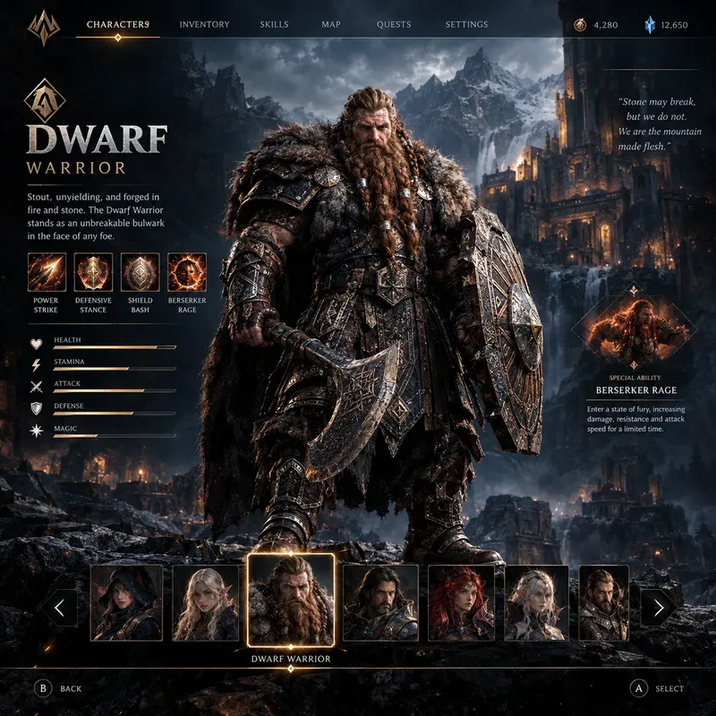 Video Game Character Selection Screens