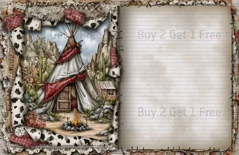 Cute Western Cowgirl Double Pages