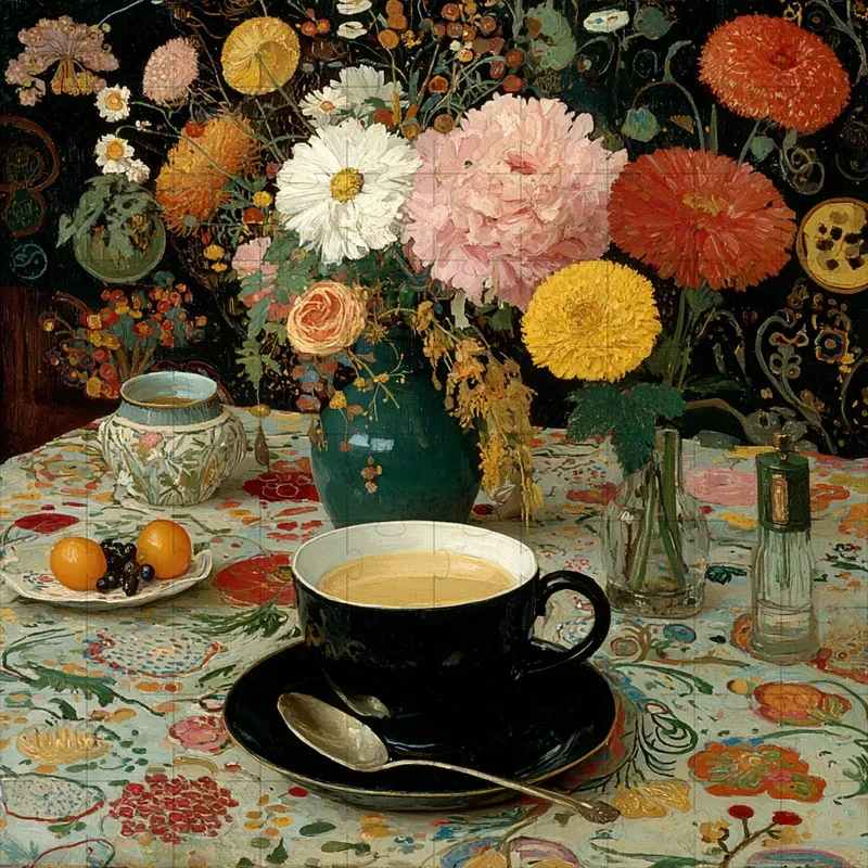 Oil Symbolist Folk Tapestry Florals