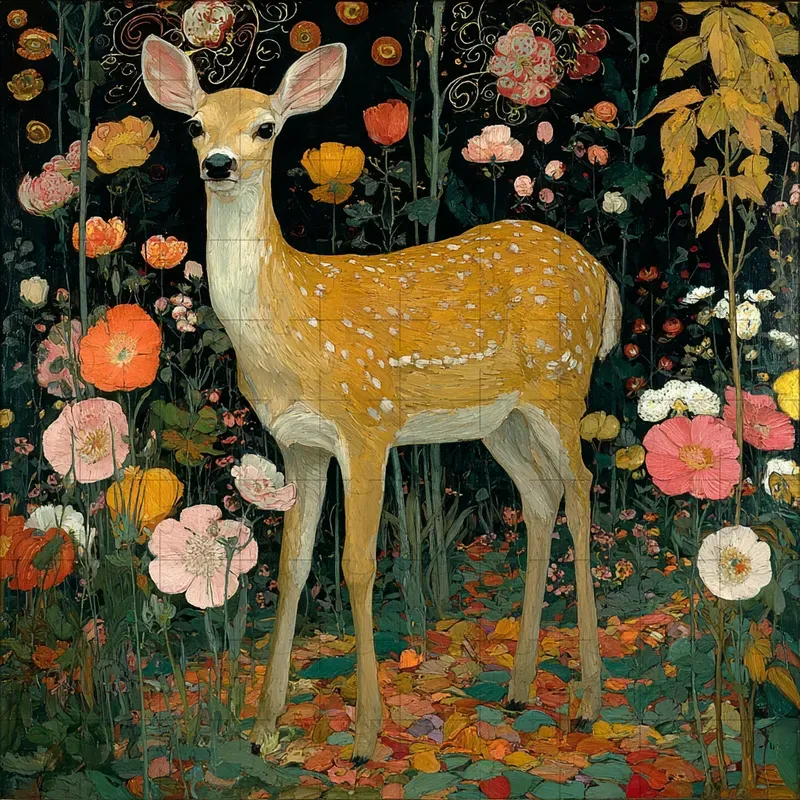 Oil Symbolist Folk Tapestry Florals