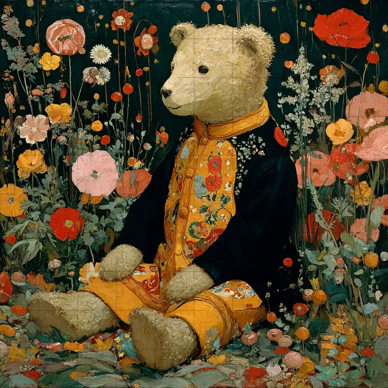 Oil Symbolist Folk Tapestry Florals