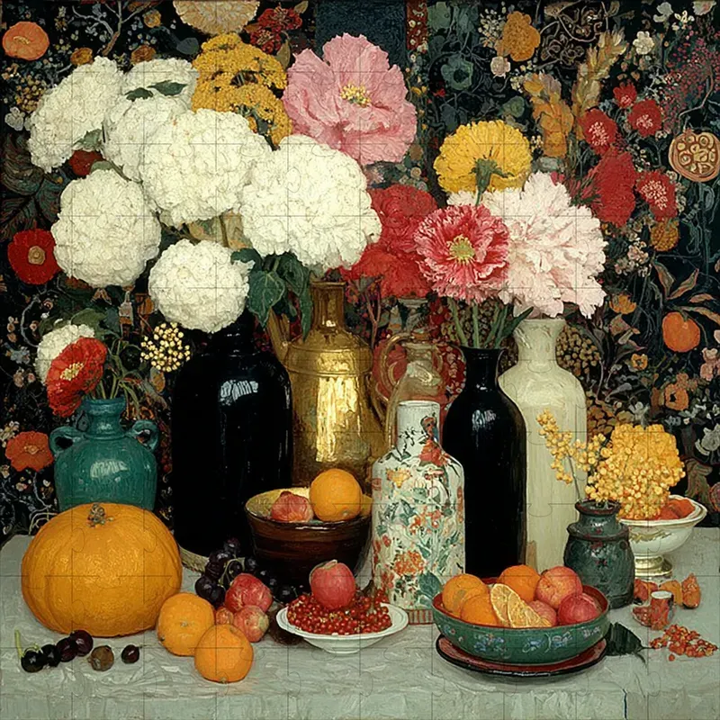 Oil Symbolist Folk Tapestry Florals