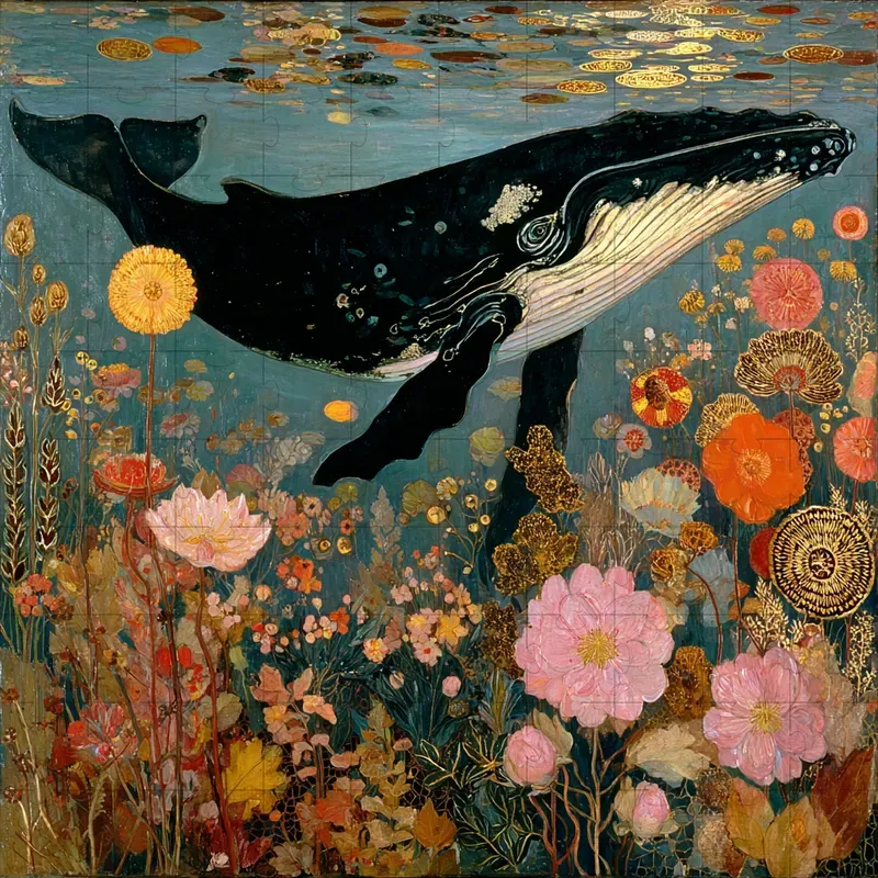 Oil Symbolist Folk Tapestry Florals