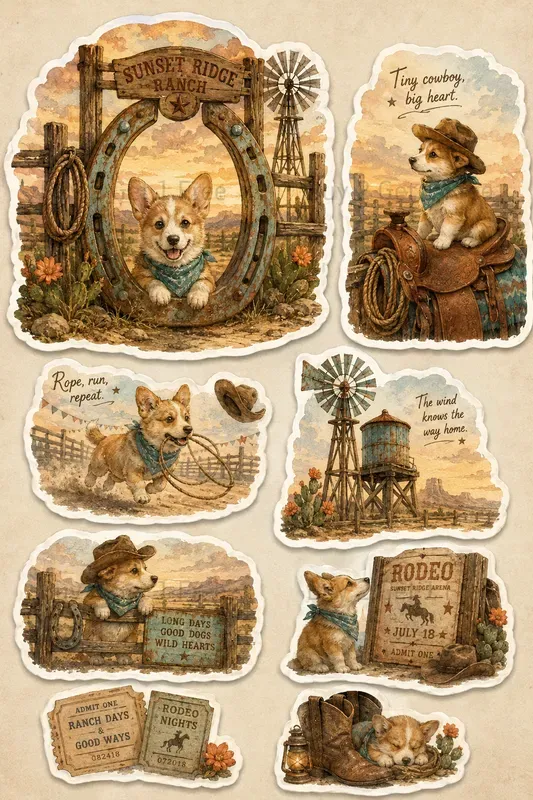 Western Narrative Sticker Sheets