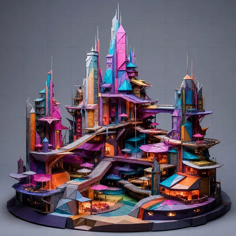 Cyberpunk Papercraft City Builders