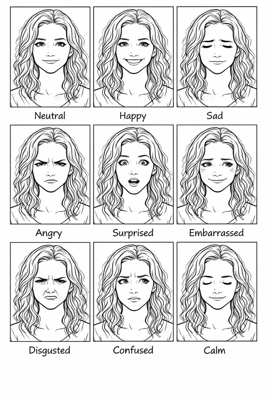 Girl Emotion Set Generator 9 Expressions