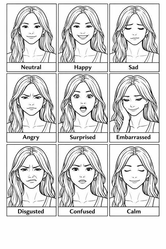 Girl Emotion Set Generator 9 Expressions