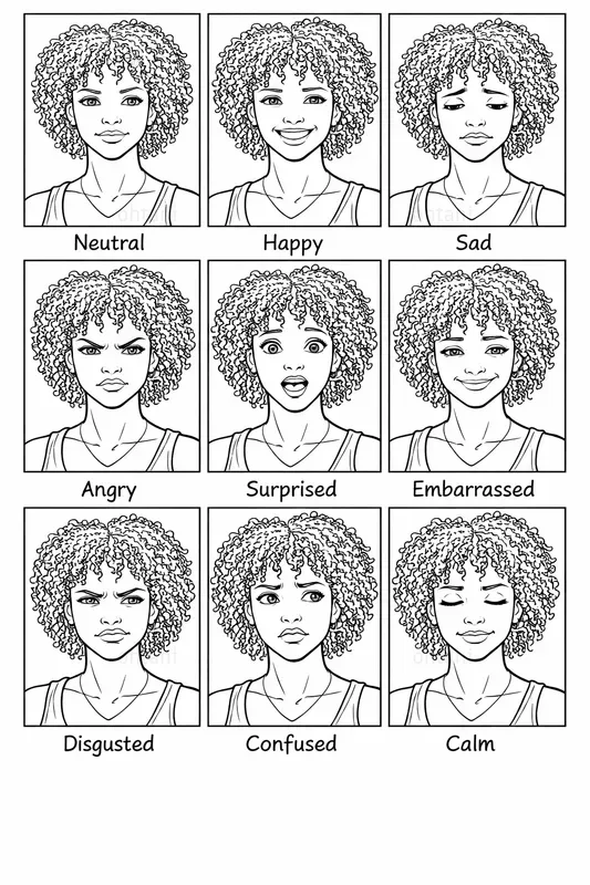 Girl Emotion Set Generator 9 Expressions