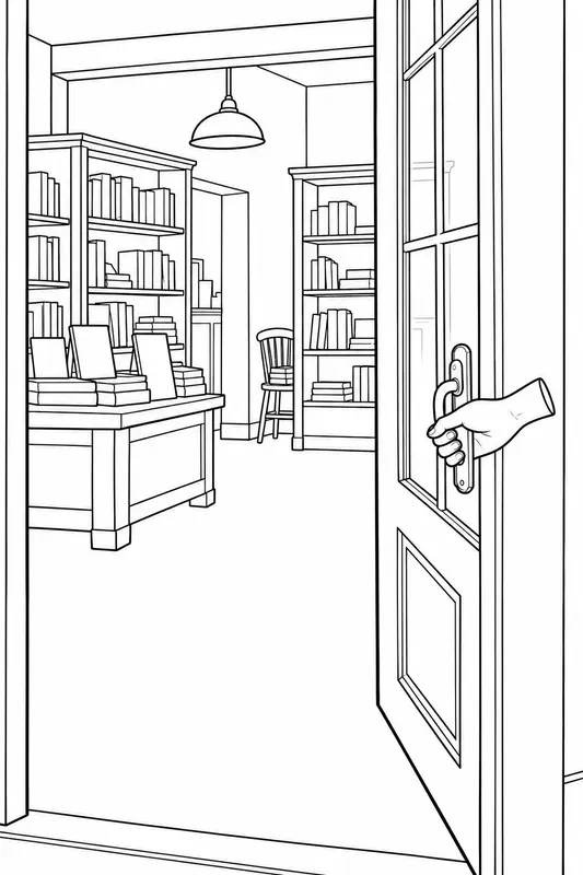 Haunted Bookshop Coloring Pages