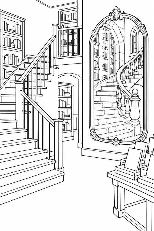 Haunted Bookshop Coloring Pages