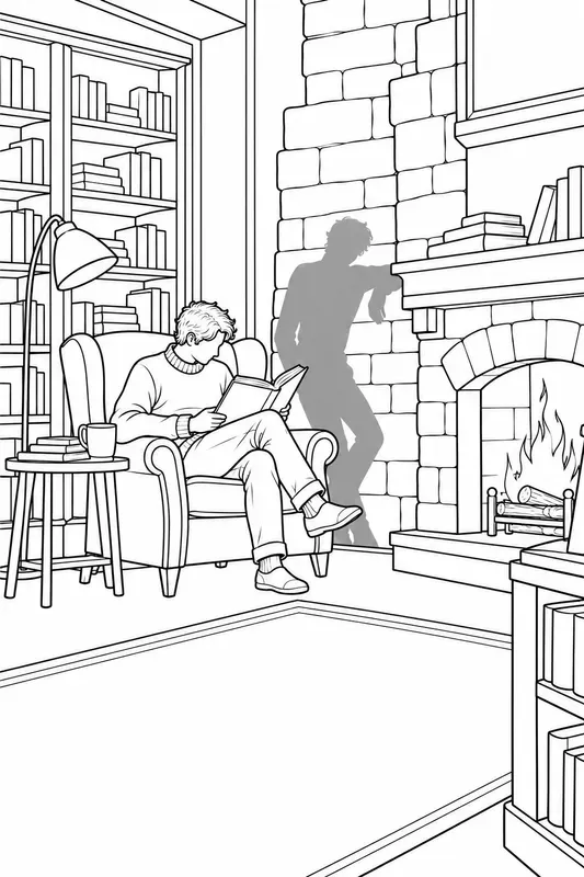 Haunted Bookshop Coloring Pages