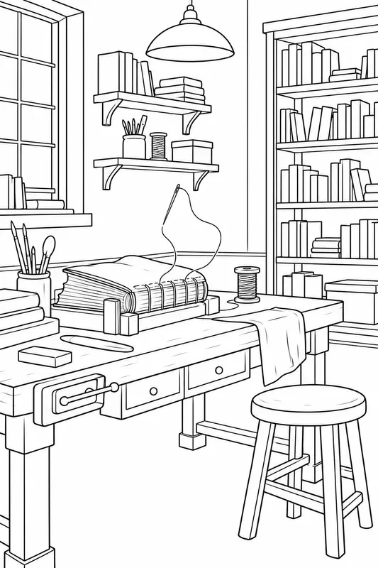 Haunted Bookshop Coloring Pages