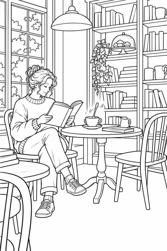 Haunted Bookshop Coloring Pages