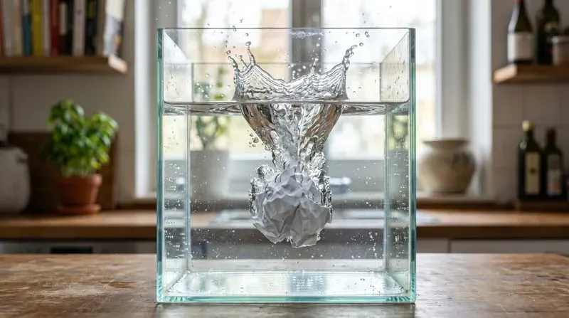 Hyperrealistic Glass Tank Splash Art