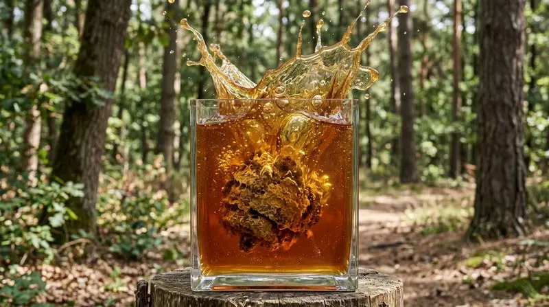 Hyperrealistic Glass Tank Splash Art