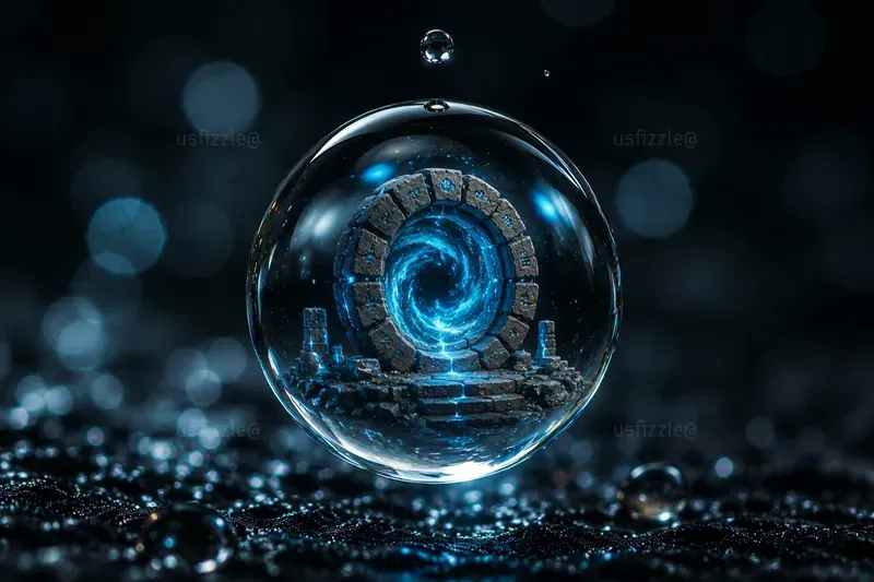 Scifi Universe Water Droplet Macro Art