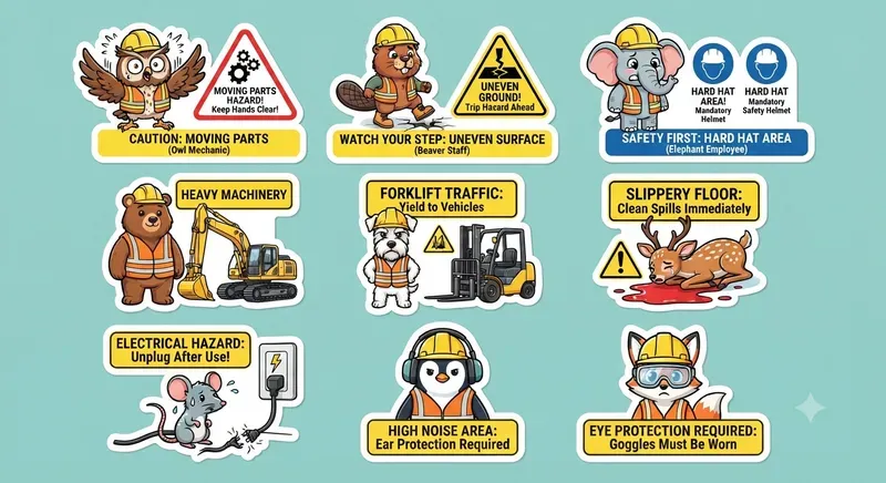 Cute Comic Warning Animal Stickers