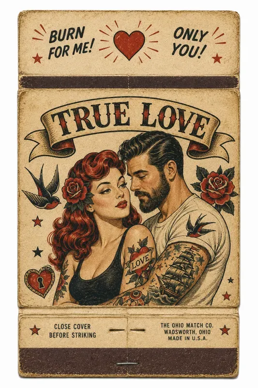 Retro Matchbook Romantic Couple Photos