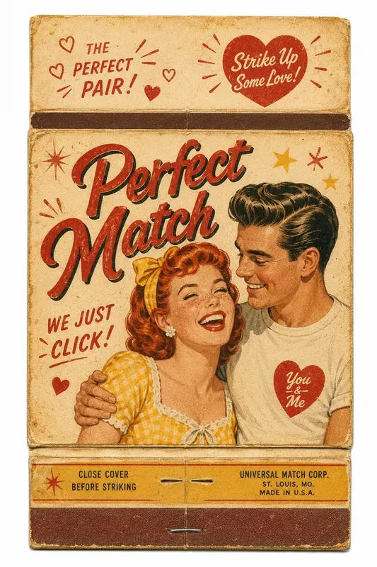 Retro Matchbook Romantic Couple Photos