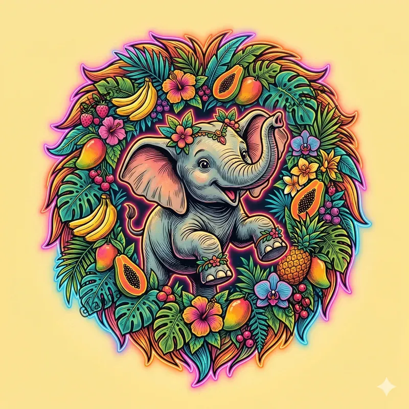 Thematic Neon Cartoon Wall Art