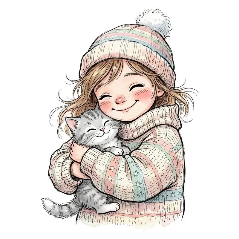 Cartoon Kids And Pets Clipart
