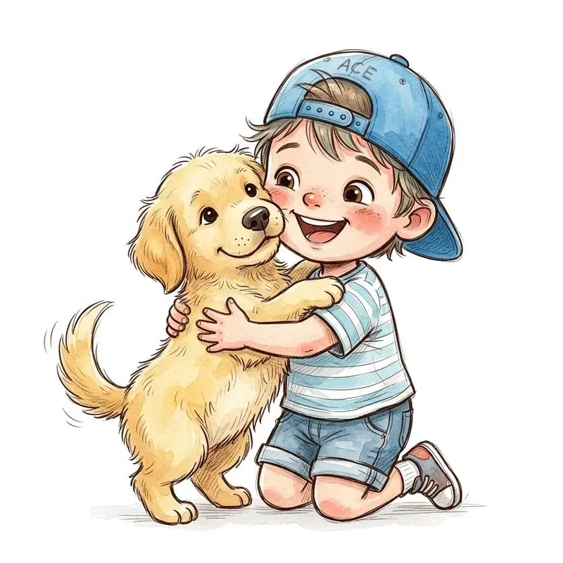 Cartoon Kids And Pets Clipart