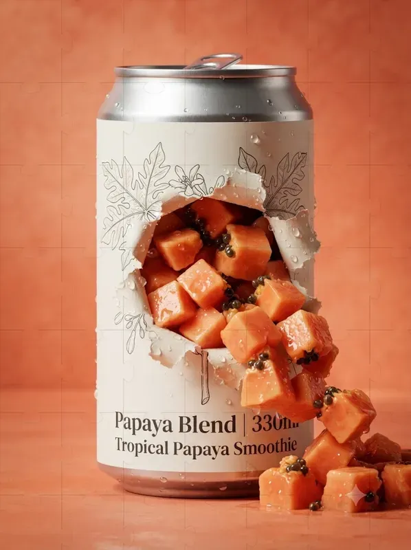 Torn Fruit Beverage Cans