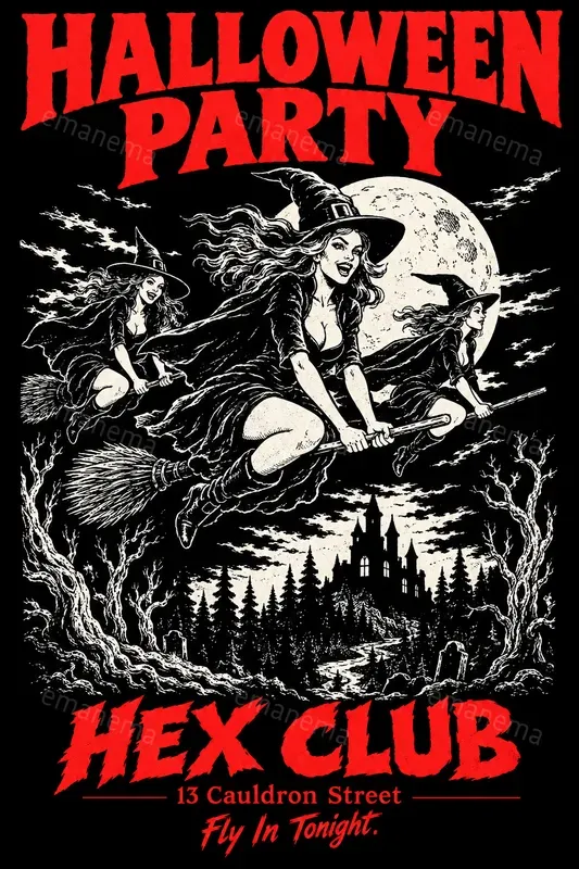 Horror Comic Halloween Party Posters