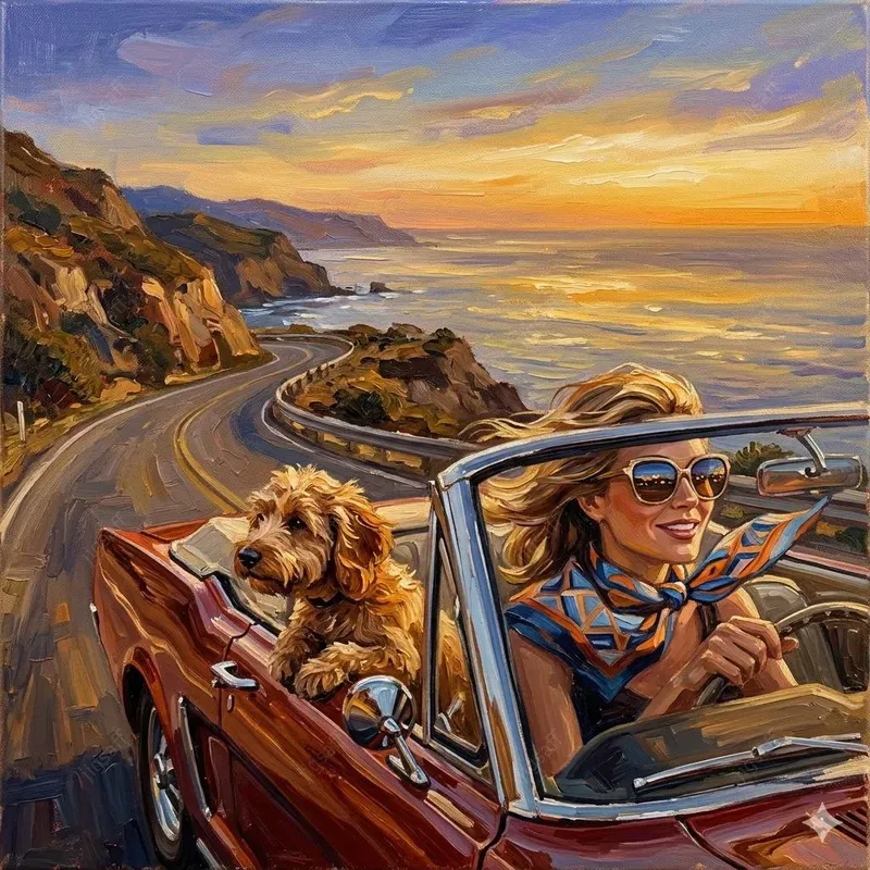 Vintage Road Trip Oil Paintings