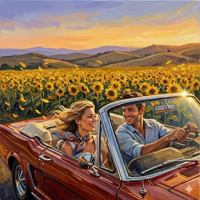 Vintage Road Trip Oil Paintings