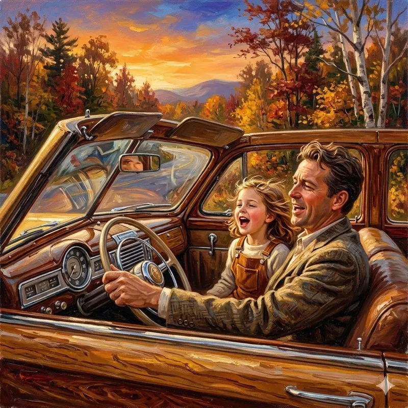 Vintage Road Trip Oil Paintings
