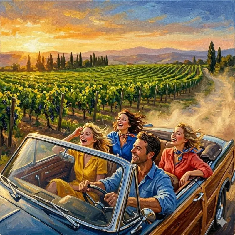 Vintage Road Trip Oil Paintings