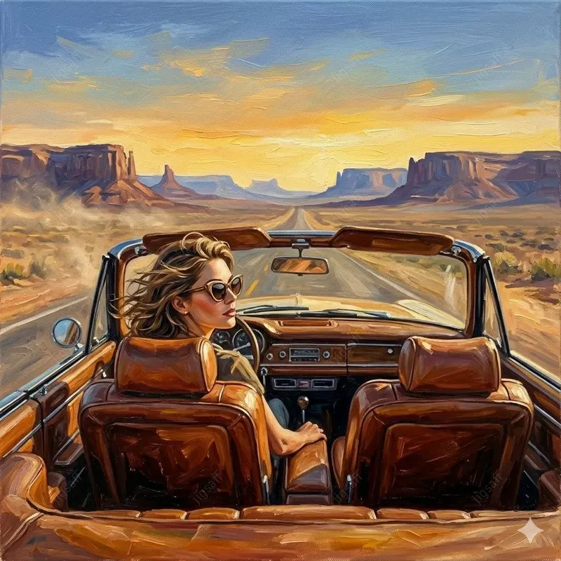 Vintage Road Trip Oil Paintings