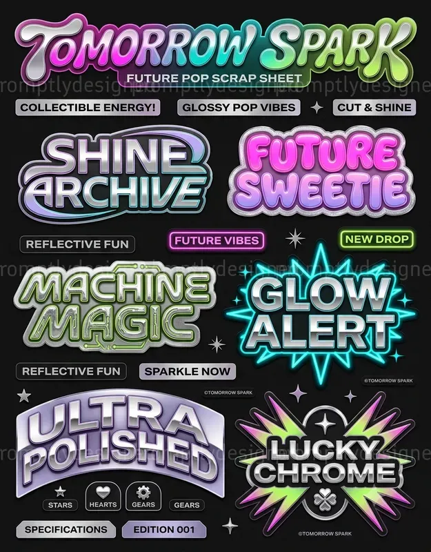Chrome Pop Typographies