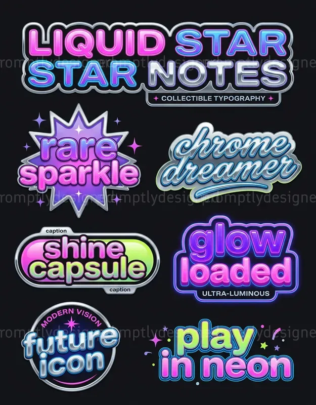 Chrome Pop Typographies