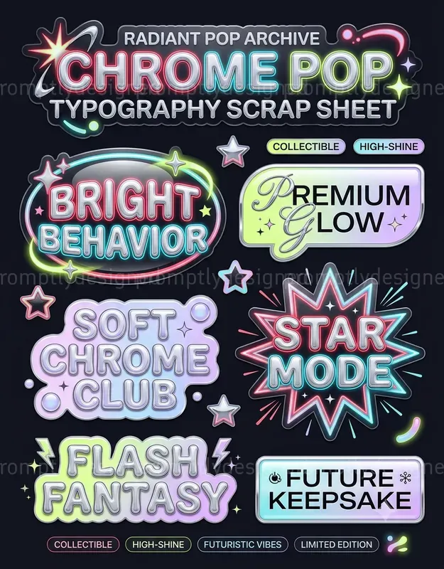 Chrome Pop Typographies