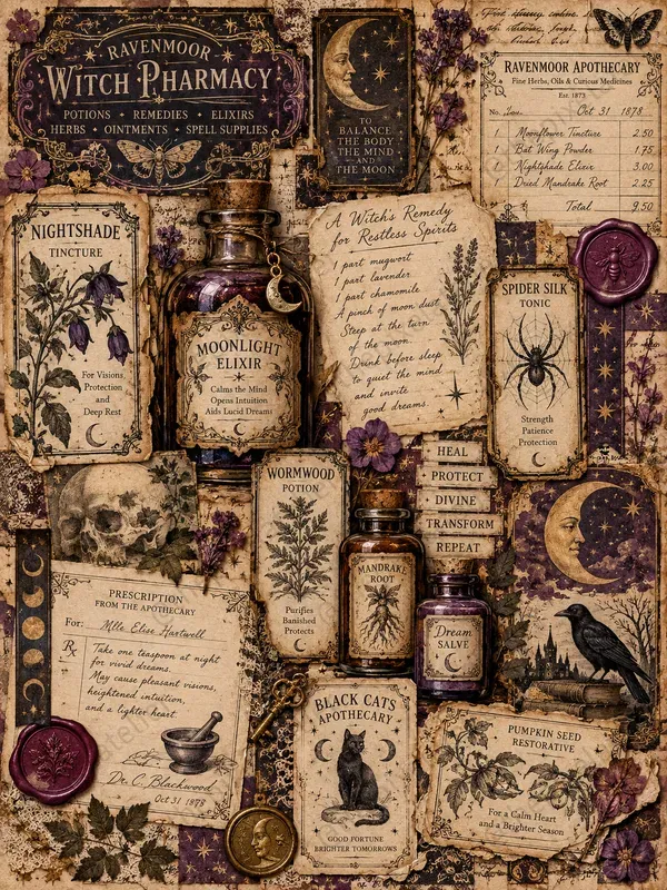 Halloween Apothecary Junk Journal Pages