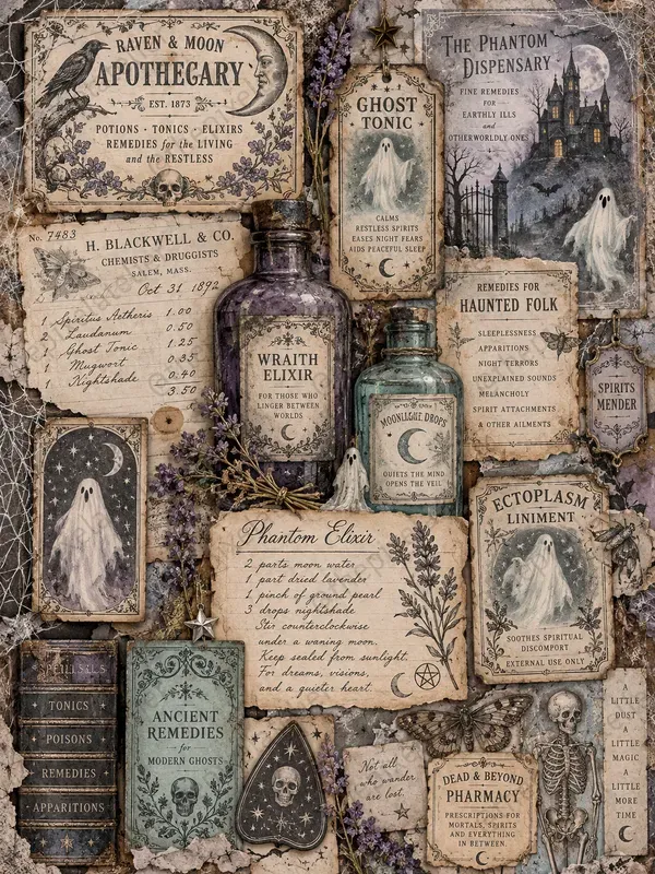 Halloween Apothecary Junk Journal Pages