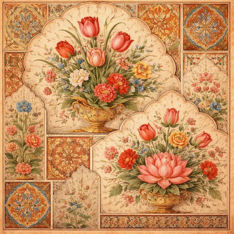 Mughal Floral Collage Patterns
