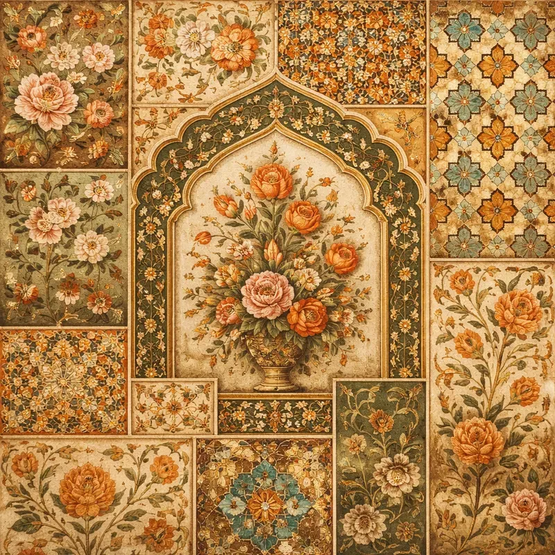 Mughal Floral Collage Patterns