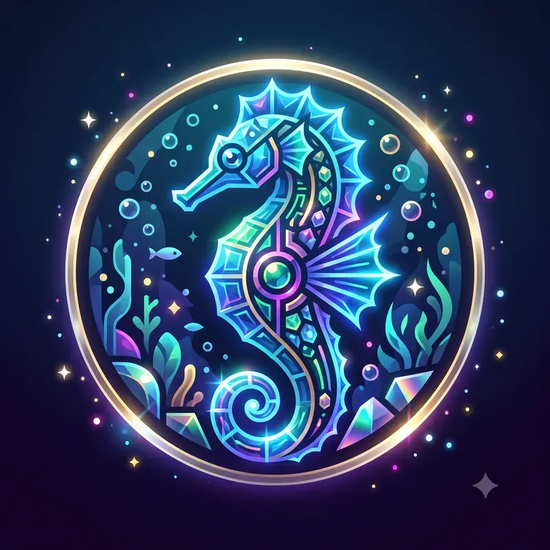 Neon Crystal Ocean Animal Emblems