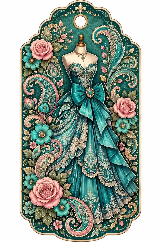 Teal Paisley Vintage Gift Tags