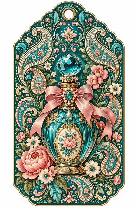 Teal Paisley Vintage Gift Tags