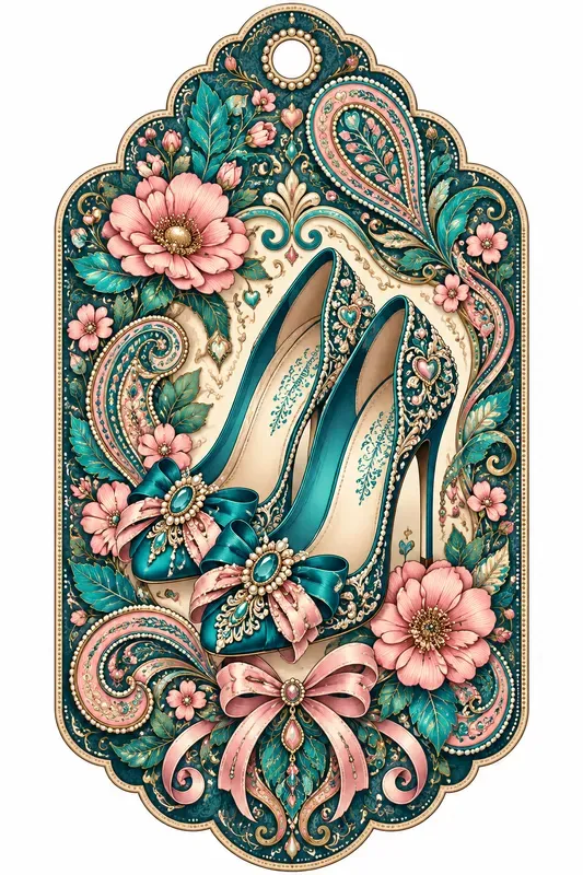 Teal Paisley Vintage Gift Tags