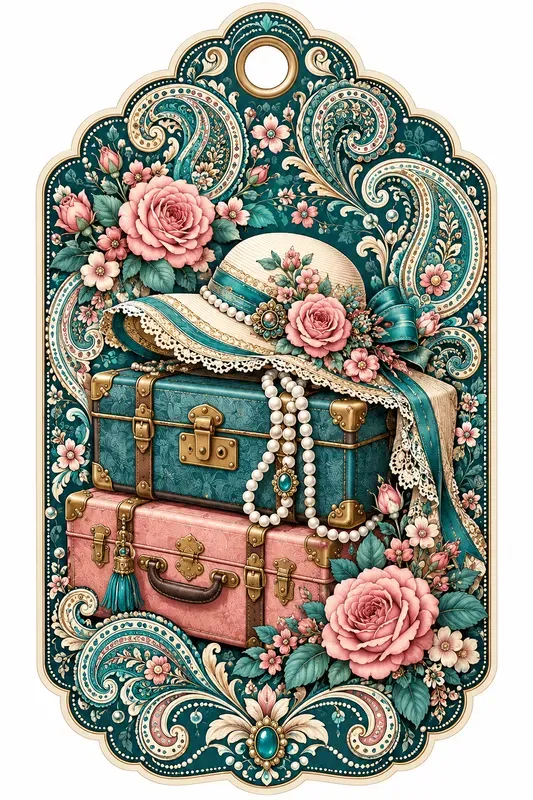 Teal Paisley Vintage Gift Tags