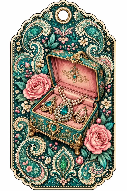 Teal Paisley Vintage Gift Tags