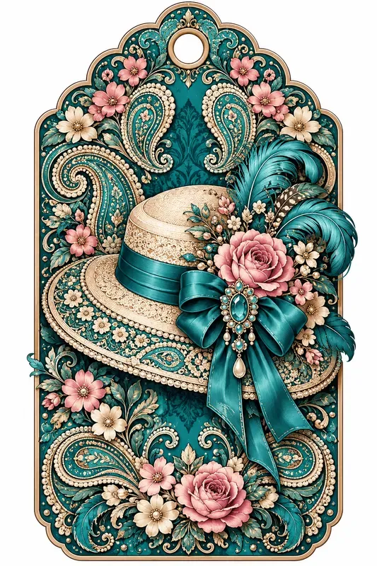 Teal Paisley Vintage Gift Tags