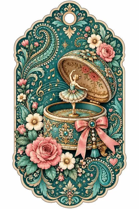 Teal Paisley Vintage Gift Tags